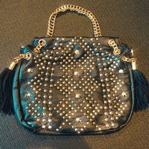 BLACK DIAMOND STUDDED HAND BAG/ CROSSBODY